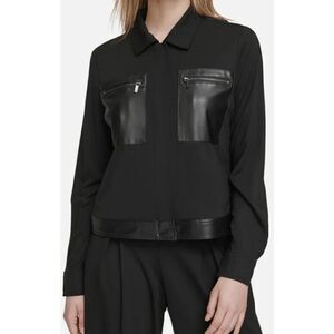 Calvin Klein Women's Black Faux Leather Trim Jacket XS